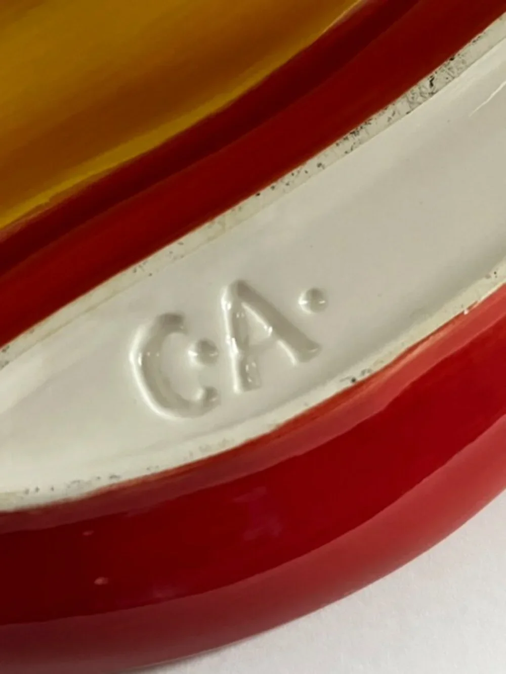 Ceramic Pepper Divided Serving Dish Red Yellow California Whimsical